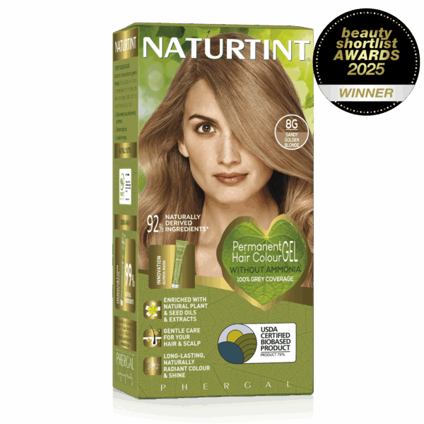 Naturtint Permanent Hair Colour Gel 8GSandy Golden Blonde Front of box